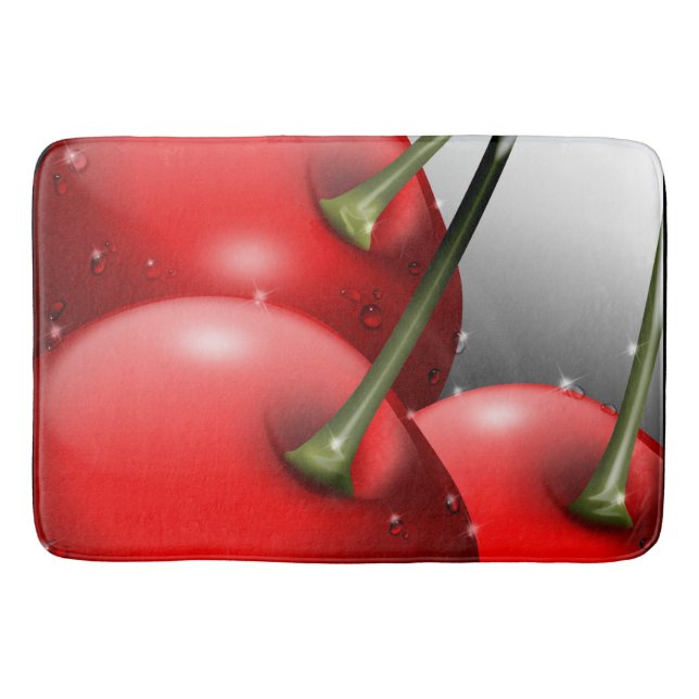 Cherries with Dew Drops Bath Mat (Front)