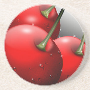 Cherries with Dew Drops Coaster