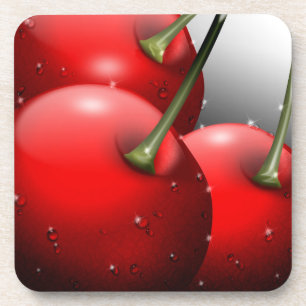 Cherries with Dew Drops Coaster