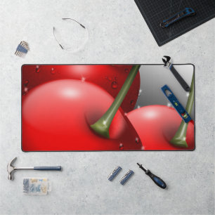 Cherries with Dew Drops Desk Mat