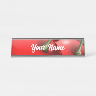 Cherries with Dew Drops Desk Name Plate