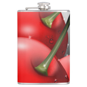 Cherries with Dew Drops Hip Flask