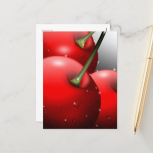 Cherries with Dew Drops Holiday Postcard
