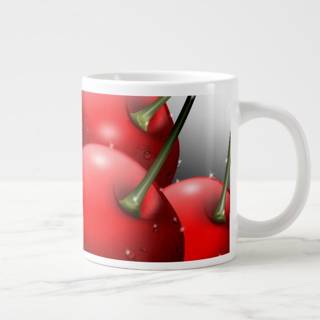 Cherries with Dew Drops Large Coffee Mug (Right)