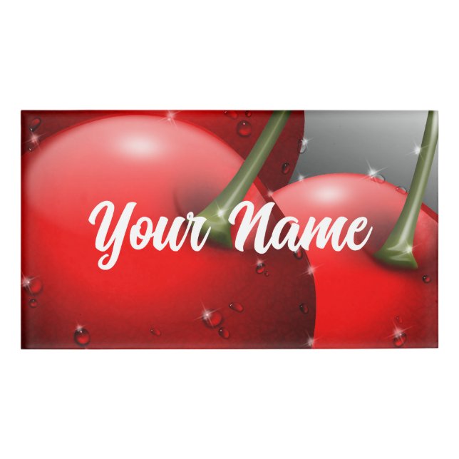 Cherries with Dew Drops Name Tag (Front)