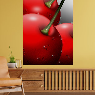 Cherries with Dew Drops Poster