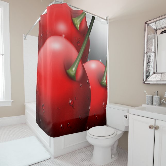 Cherries with Dew Drops Shower Curtain (In Situ)