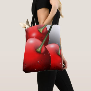 Cherries with Dew Drops Tote Bag