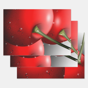 Cherries with Dew Drops Wrapping Paper Sheet