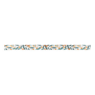 Cherries with Eucalyptus leaves on White Ribbon Satin Ribbon