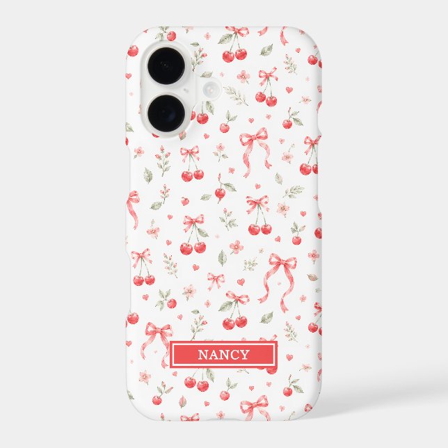 Cherries With Red Coquette Bows Monogrammed (Back)