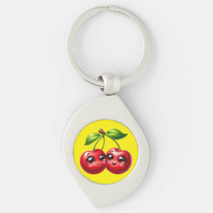 Cherries with smiley faces key ring