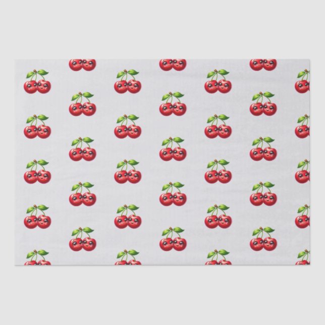 Cherries with smiley faces tissue paper (Front)