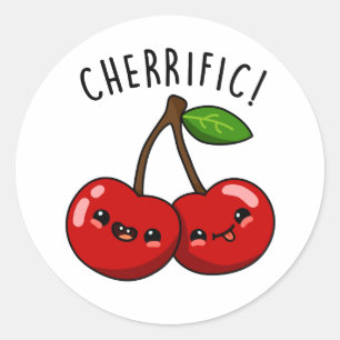 Cherrific Funny Red Cherry Pun Classic Round Sticker