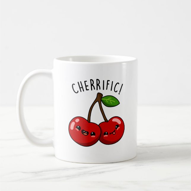 Cherrific Funny Red Cherry Pun  Coffee Mug (Left)