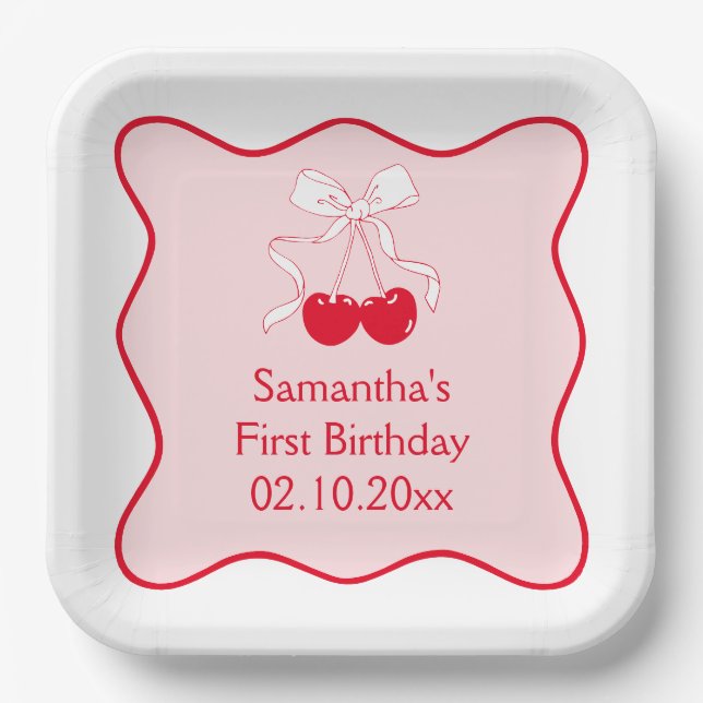 Cherrry Birthday Party Paper Plate (Front)
