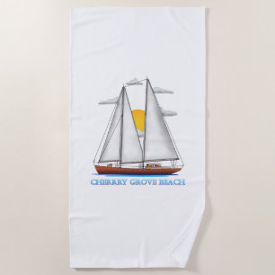 Cherrry Grove Beach Coastal Nautical Sailing Sailo Towel