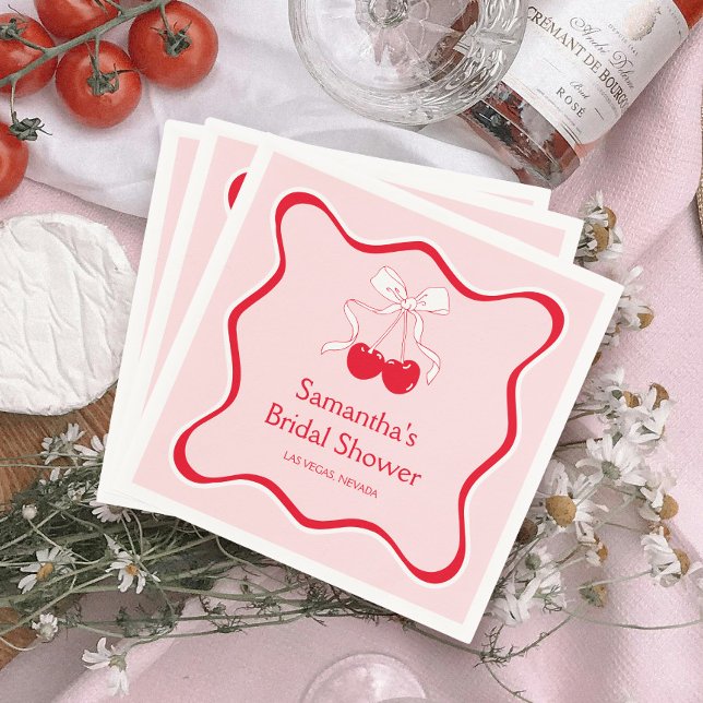 Cherrry On Top Bow Bridal Shower Napkin (Creator Uploaded)