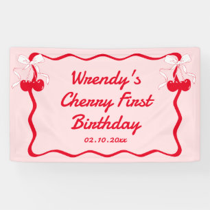 Cherry 1st Birthday Party Welcome  Banner