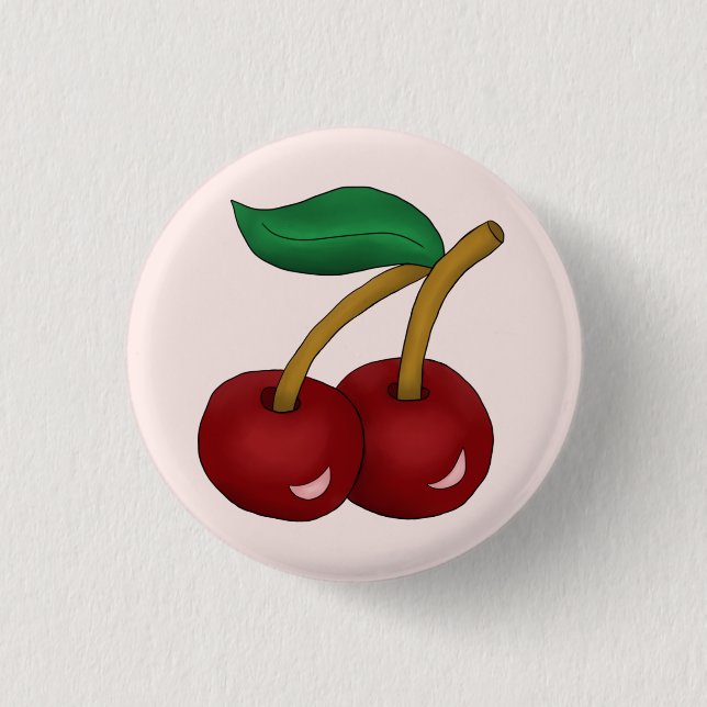 cherry 3 cm round badge (Front)
