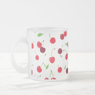 Cherry 4 frosted glass coffee mug