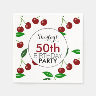 Cherry 50th Birthday Party Paper Napkin
