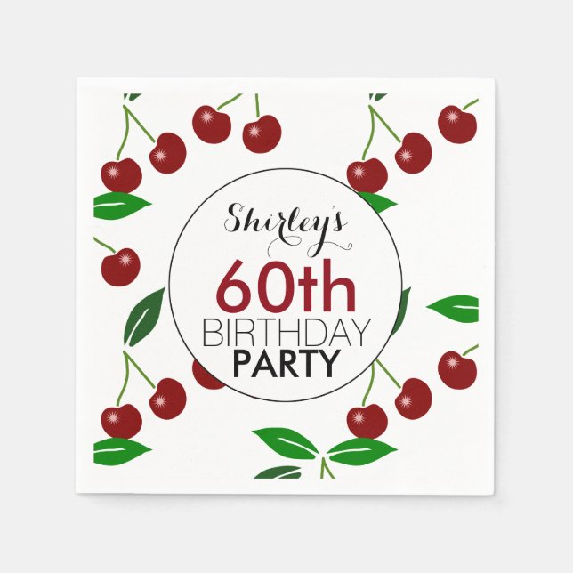 Cherry 60th Birthday Party Paper napkins (Front)