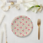 Cherry Aesthetic Cherries Pattern Beige Paper Plate<br><div class="desc">Sweet cherry minimalistic home decor and party products. Tiny cherry pattern for all ages. Cherries summer pattern. Cherry simple minimalistic aesthetic party tableware</div>