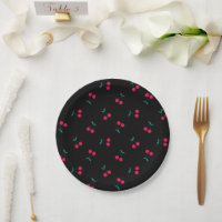 Cherry Aesthetic Cherries Pattern Black