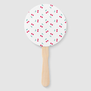 Cherry Aesthetic Cherries Pattern White Wedding Hand Fan