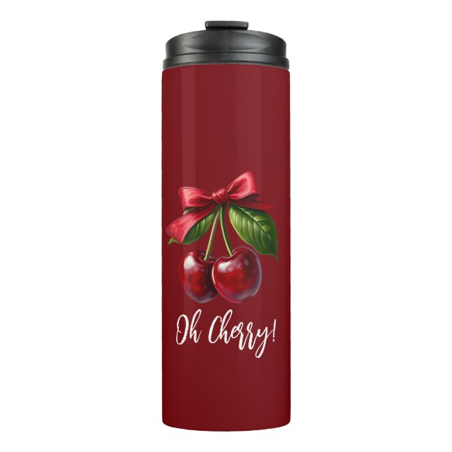 Cherry and a Bow-Oh Cherry Thermal Tumbler (Front)