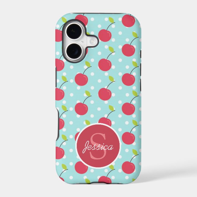 Cherry and Blue Polka Dot Pattern Personalised (Back)