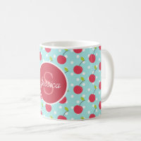 Cherry and Blue Polka Dot Pattern Personalised