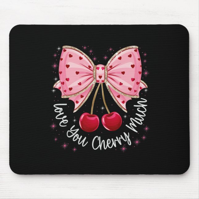 Cherry And Bows Cute Cherry Love You Cherry Much V Mouse Mat (Front)