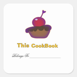 Cherry And Chocolate Cookbook Bookplate Square Sticker
