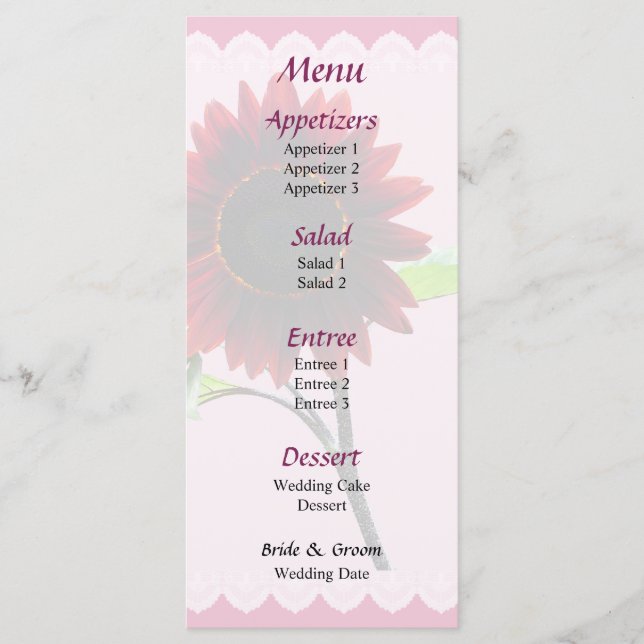 Cherry and Chocolate Wedding Menu (Front)