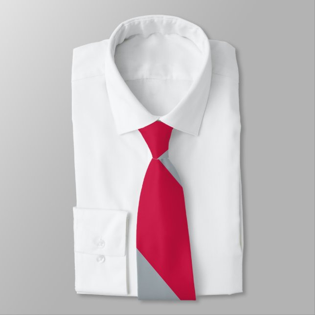 Cherry and Grey University Stripe Tie (Tied)