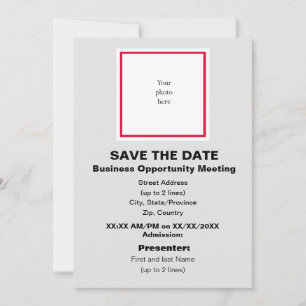 Cherry and Lt. Grey Business Opportunity Meeting Save The Date