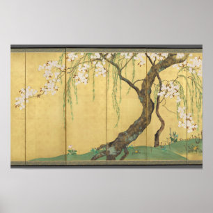 Cherry and Maple Trees by Sakai Hōitsu  Poster