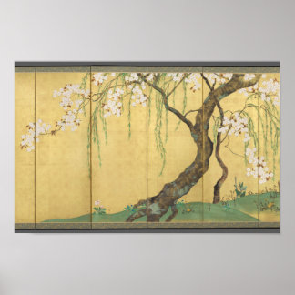 Cherry and Maple Trees by Sakai Hōitsu  Poster