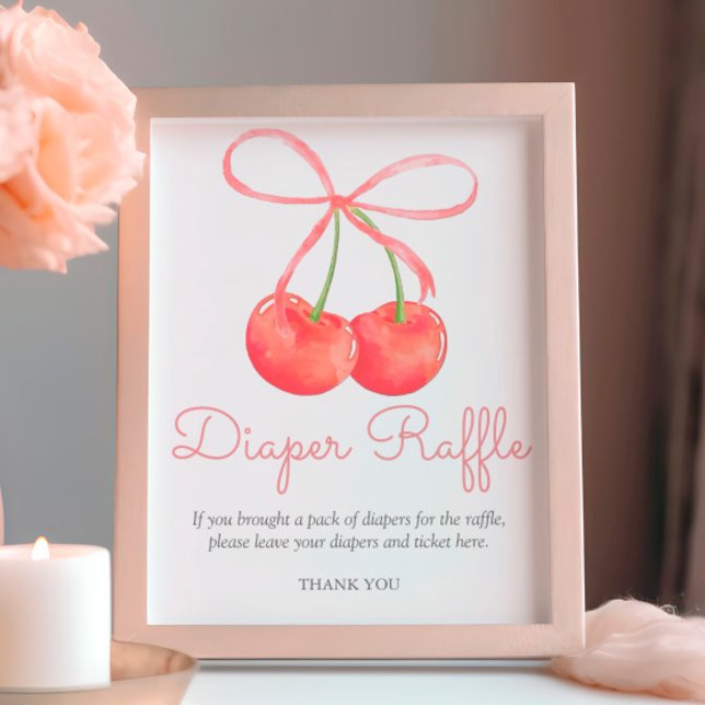 Cherry and Pink Ribbon Diaper Raffle Poster (Creator Uploaded)