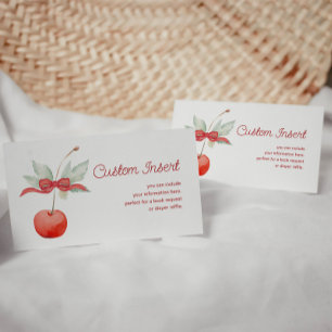 Cherry and Red Bow Baby Shower Enclosure Card