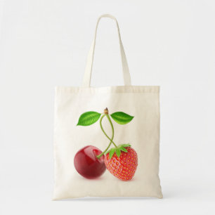 Cherry and strawberry together tote bag