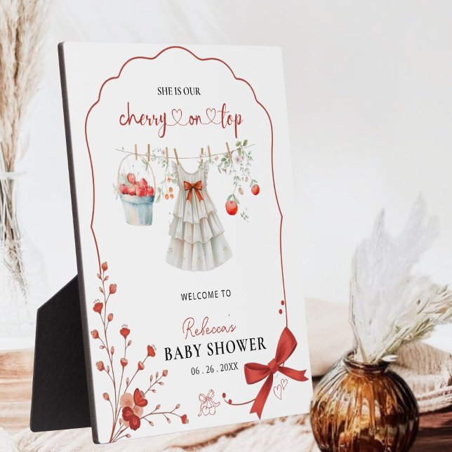 Cherry Baby Girl Shower Welcome Sign – Coquette  Plaque (Creator Uploaded)