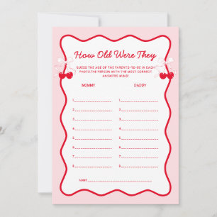 Cherry Baby Shower Age Guessing Game Invitation