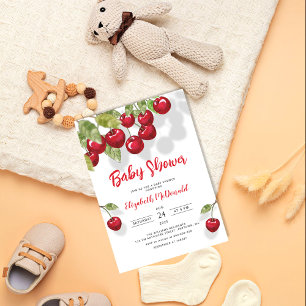 Cherry Baby Shower Berry Sweet Baby Greenery Invitation