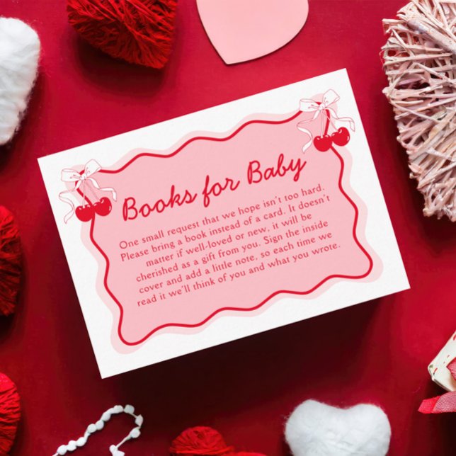 Cherry Baby Shower Book Request Enclosure Card (Creator Uploaded)