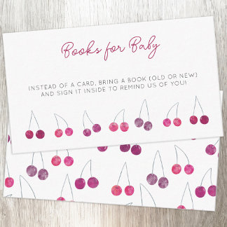 Cherry Baby Shower Book Request Enclosure Card
