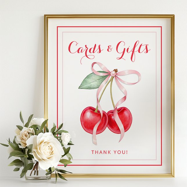 Cherry Baby Shower Cards & Gifts Table Sign (Cards and Gifts Sign)