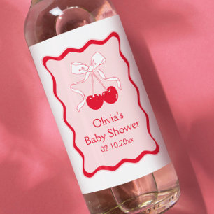 Cherry Baby Shower Champagne Wine Label